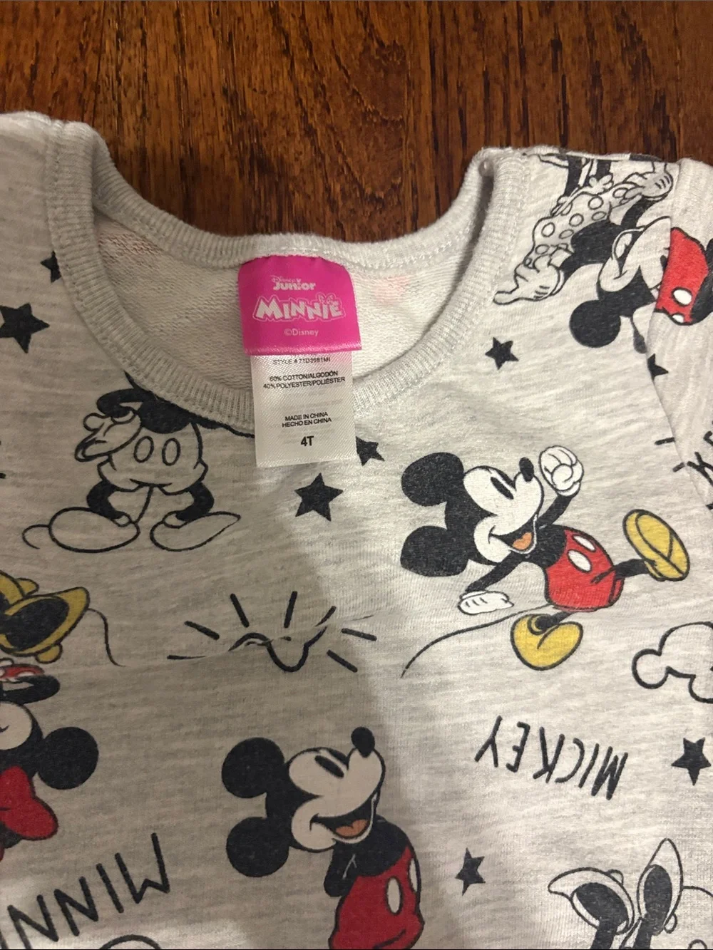 Disney Grey Mickey & Minnie Short Sleeve Swing Dress with Red and Yellow Accents